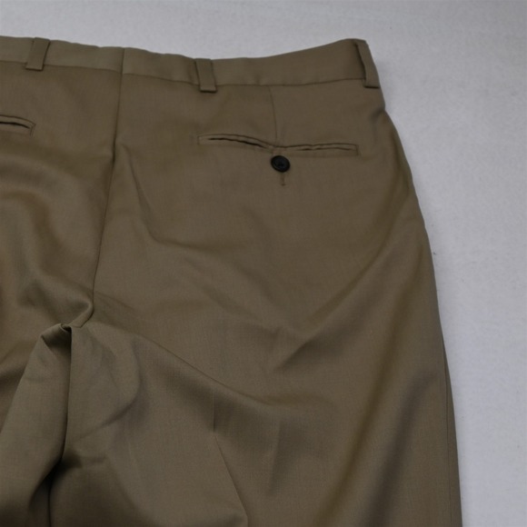 Nautica 33x30 Khaki 100% Wool Pleated Cuffed Baggy High Waist Mens Pants - Picture 8 of 9